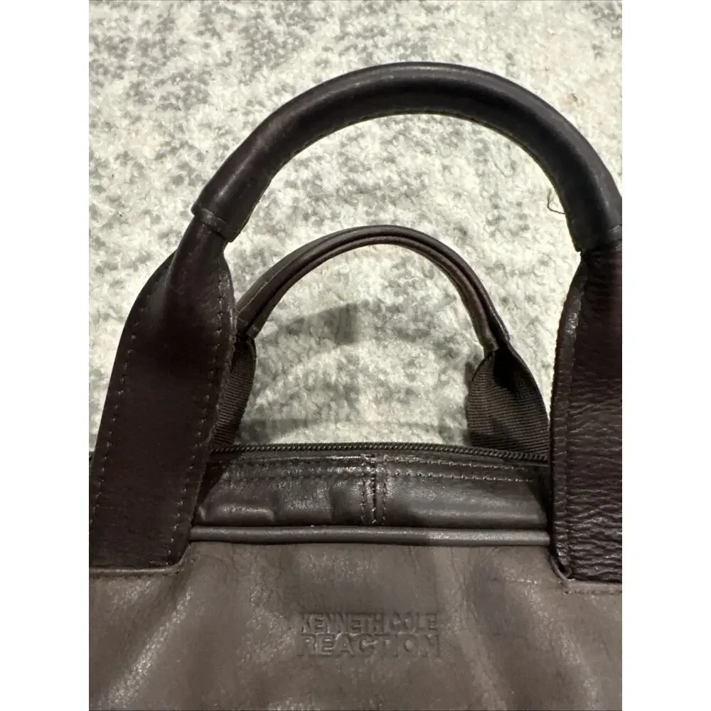 Kenneth Cole Reaction Brown Leather Briefcase Laptop Messenger Bag
